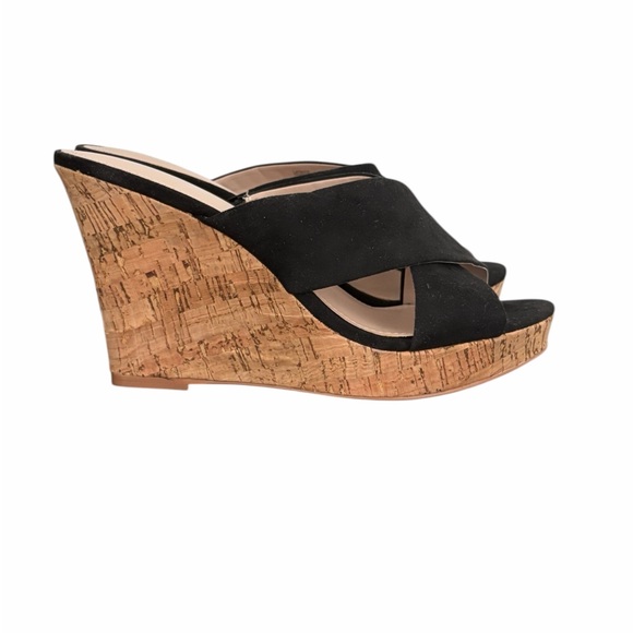 Charles David Shoes - Charles David Black Cork Wedge Slide